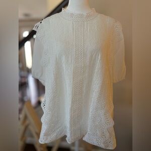 ANDREE BY UNIT White Lace Blouse, 1X